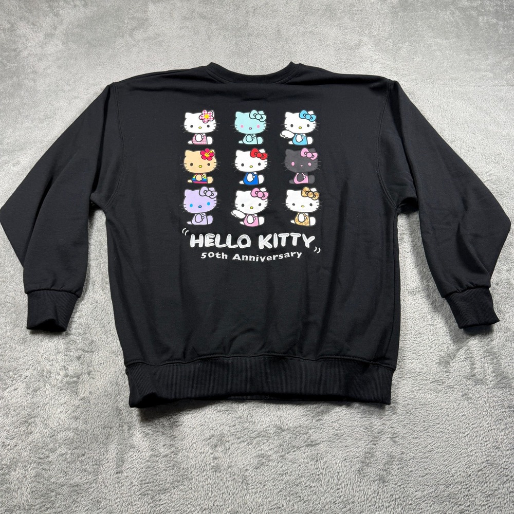Sanrio Hello Kitty Sweatshirt Women Medium Black 50th Anniversary Graphic
